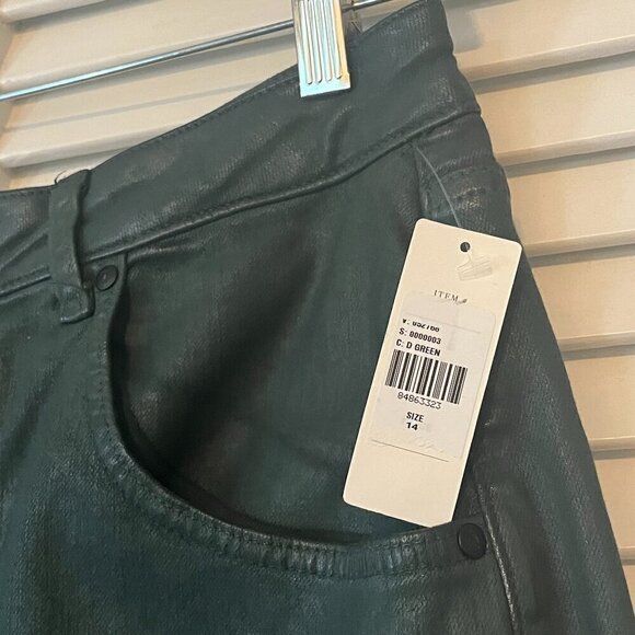 NWT Anthropologie Pilcro Coated Denim Pencil Skirt dark green 14 - Picture 4 of 11